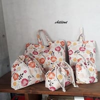 【入園・入学】入園バッグ５点セット：北欧花柄：レトロレッド【0440】