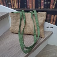 【sale】Coffee Hemp Bag：トートバッグ：インナーグリーン【0780】