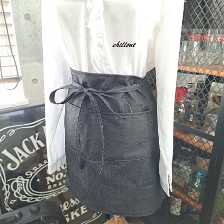 【sale】【バリスタ】エプロン：ショート：ブラックデニム：センターポケット【0911】