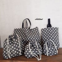 【入園・入学】入園バッグ5点セット：ドット：グレー×ブラック【0464】