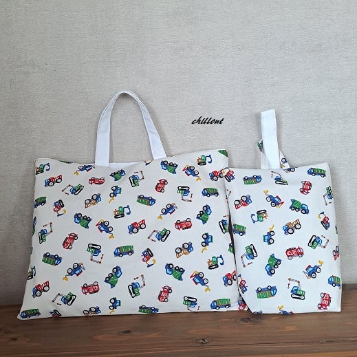 入園・入学】働く車：入園バッグ2点セット：ホワイト【0838】 | chillout