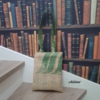 【sale】Coffee Hemp Bag：グリーンリーフ×レッドドット：トートバッグ【0776】