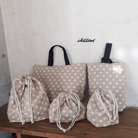 【入園・入学】入園バッグ5点セット：ドット：ベージュ【0473】