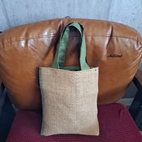 コーヒー麻袋バッグ：グリーンライン：ミニ：Coffee Hemp【0950】