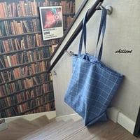 【sale】【ビックサイズ】トートバッグ：ブルーチェック【0788】