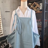 【背中がかわいい】エプロンドレス：デニム：スカイブルー【0848】