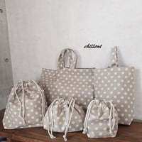 【入園・入学】入園バッグ5点セット：ドット：グレージュ【0484】