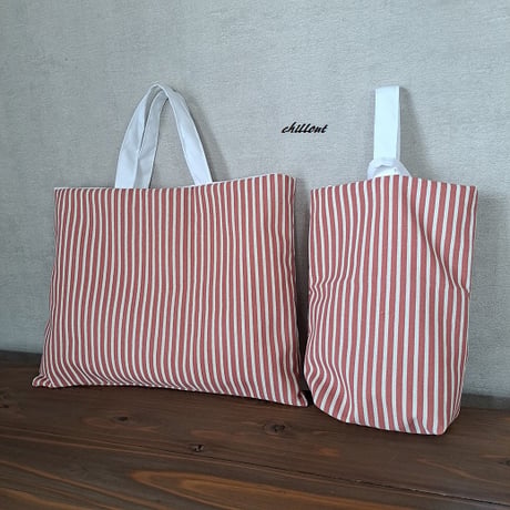 【入園・入学】入園バッグ2点セット：レッドストライプ【0829】