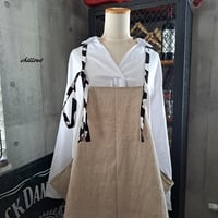 【sale】【背中がかわいい】エプロンドレス：ワッシャーリネン×牛柄【0904】