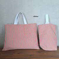 【入園・入学】入園バッグ2点セット：レッドストライプ【0829】
