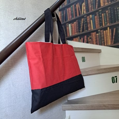 【sale】【トートバッグ】レッド×ブラック【0854】