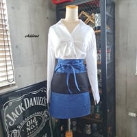 【sale】バリスタ】エプロン：ショート：ブルーデニム×ブラック【0917】