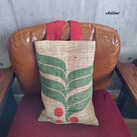 Coffee Hemp Bag：コーヒー麻袋バッグ：リーフロゴ【0939】