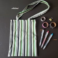 【sale】ミニトートバッグ：レトロ：グリーンストライプ【0785】