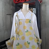 【sale】【背中がかわいい】エプロンドレス：レモン：ソフトリネン【0961】