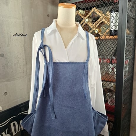 HISCHRONE エプロンドレス さえら Hischrone エプロン ブルー 薄水色 レース フラワー お花