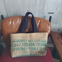 コーヒー麻袋バッグ：グリーンロゴ：Coffee Hemp【0884】