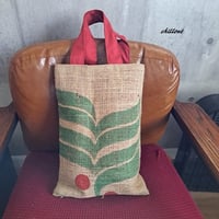 コーヒー麻袋バッグ：リーフロゴ：Coffee Hemp【0940】