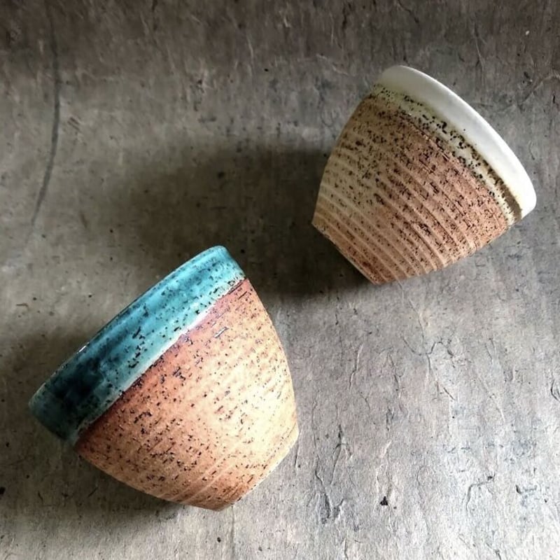 美濃焼 縄文焼〆織部グリーンフリーカップ | MatsuBokkuri