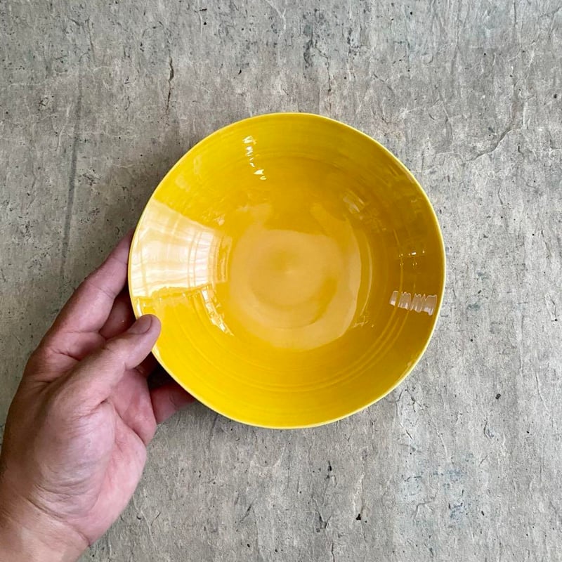 2518 黄交趾　紫花柄　黄色大鉢　菓子鉢 2518 黄交趾 紫花柄 黄色大鉢 菓子鉢 2518 黄交趾 紫花柄 黄色