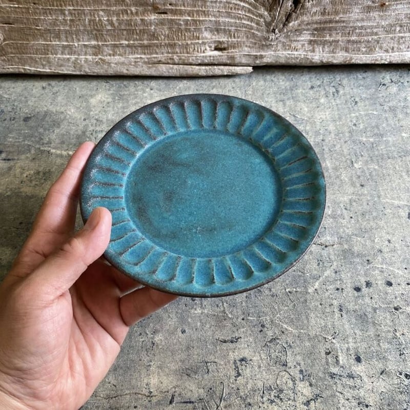 益子焼 シャビーターコイズパン皿 | MatsuBokkuri