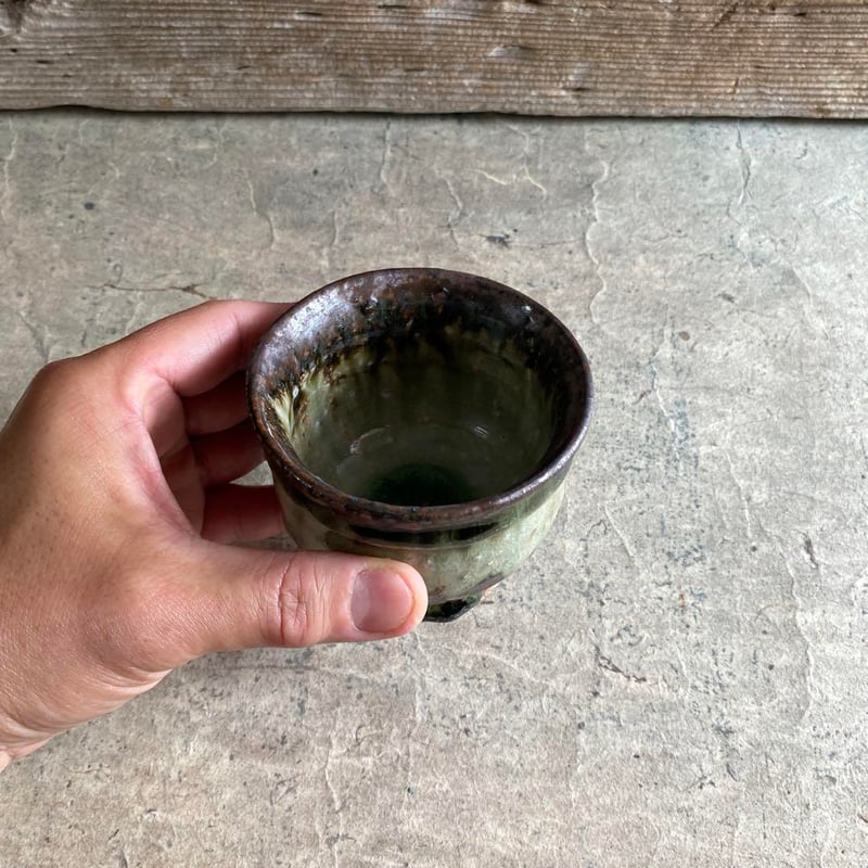 益子焼き　釉美三耳の壺 益子焼 古賀賢二 灰釉ぐい吞 | MatsuBokkuri