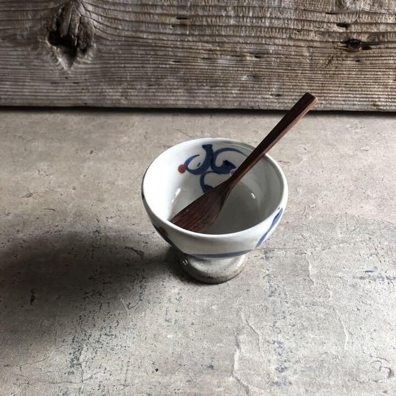 益子焼 粉引呉須唐草高台鉢 | MatsuBokkuri