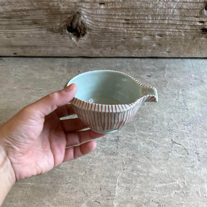 波佐見焼 鐵山陶器 千筋片口小鉢（赤） | MatsuBokkuri