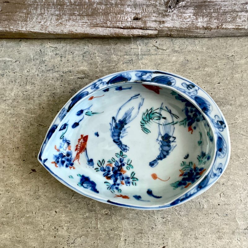 🔶SALE🔸 中垣連次 魯山人写し 染付色絵藻魚紋 貝鉢（中） | MatsuBokkuri