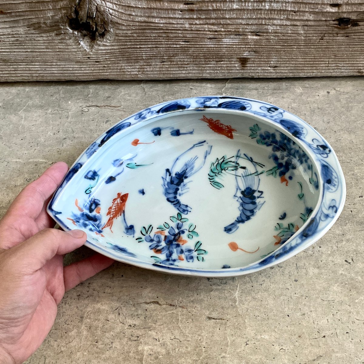 🔶SALE🔸 中垣連次 染付色絵藻魚紋 貝鉢（中） | MatsuBokkuri