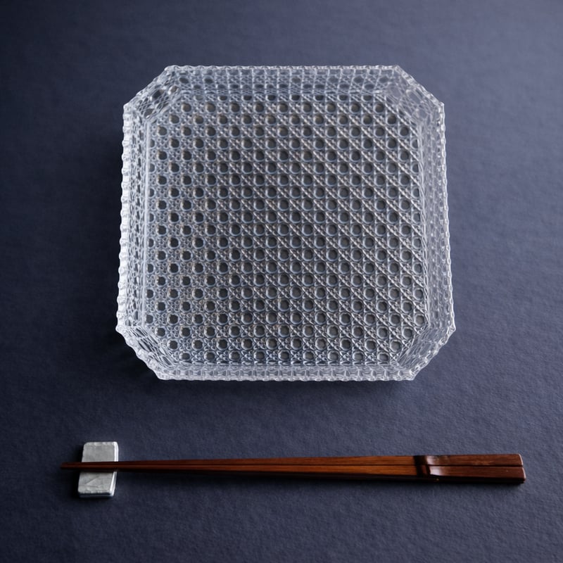 せいら 日本製和硝子　籠目八寸ガラス皿 和硝子 籠目八寸皿 | MatsuBokkuri