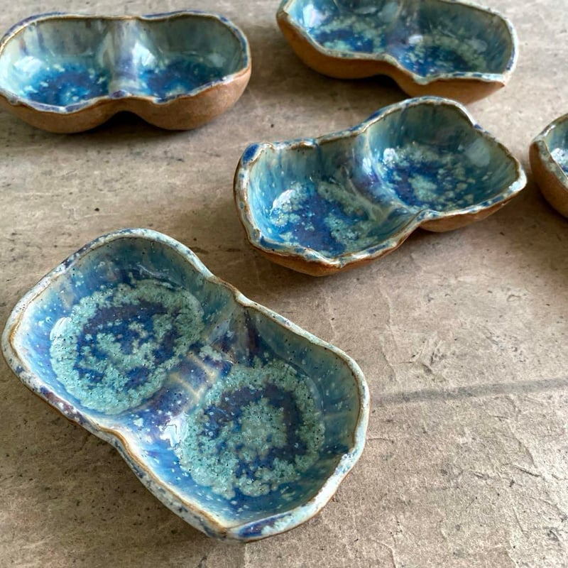 益子焼 結晶釉二品薬味皿 | MatsuBokkuri