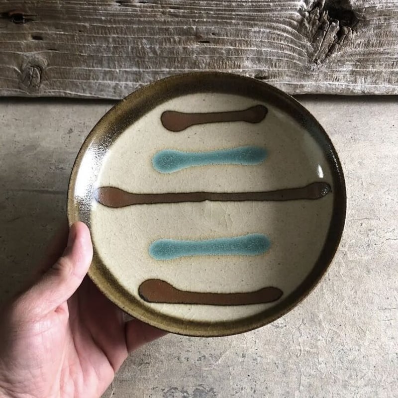 益子焼 線ニ彩6寸皿 | MatsuBokkuri