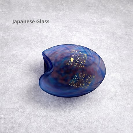 青色の彫刻 顔デザイン 楕円形 MatsuBokkuri