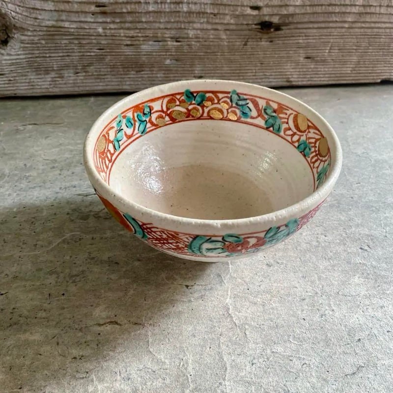 🔶SALE🔶岐阜 秀峰窯中垣連次 金彩間取り粉引赤絵多用鉢 | MatsuBokkuri