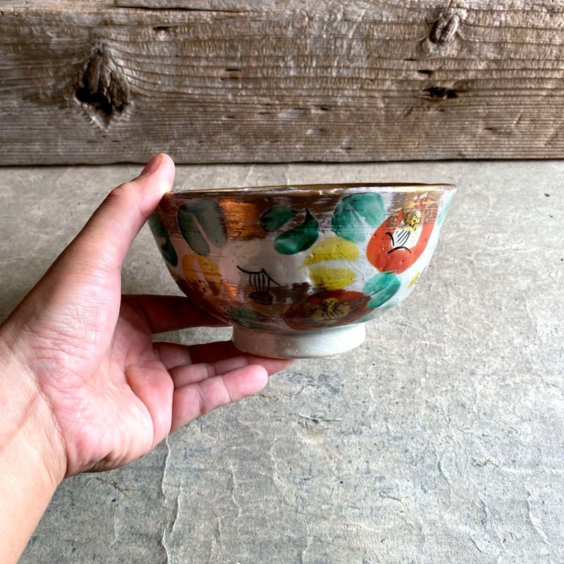 赤絵 湯呑 中垣連次 岐阜 秀峰窯 5客 5個 セット 赤 湯呑み 作家 🔶SALE🔶岐阜 秀峰窯中垣連次 粉引赤絵金彩「福の字」大鉢