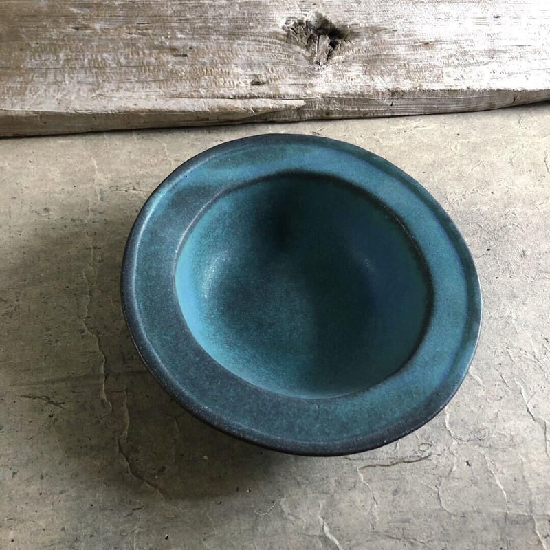 益子焼 シャビーターコイズやさしい器 リム深鉢 | MatsuBokkuri