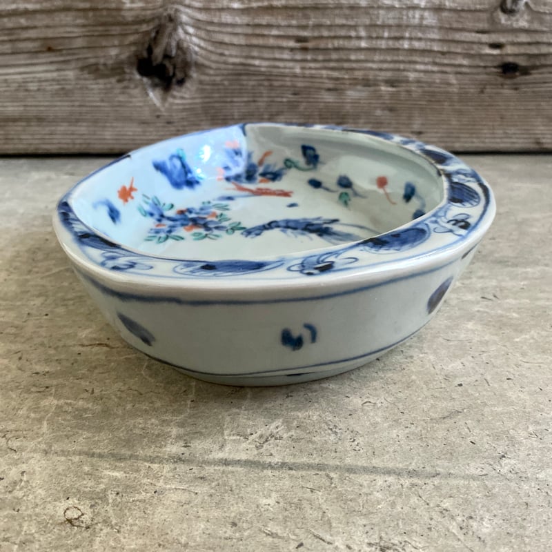 🔶SALE🔸 中垣連次 魯山人写し 染付色絵藻魚紋 貝鉢（中） | MatsuBokkuri