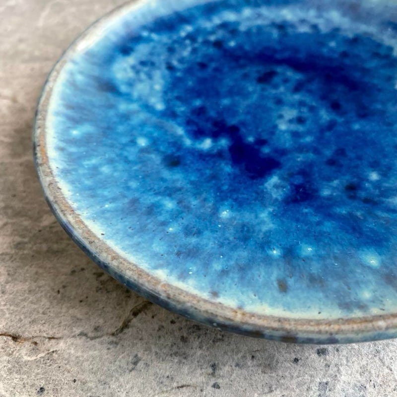 益子焼 青釉丸銘々皿 | MatsuBokkuri