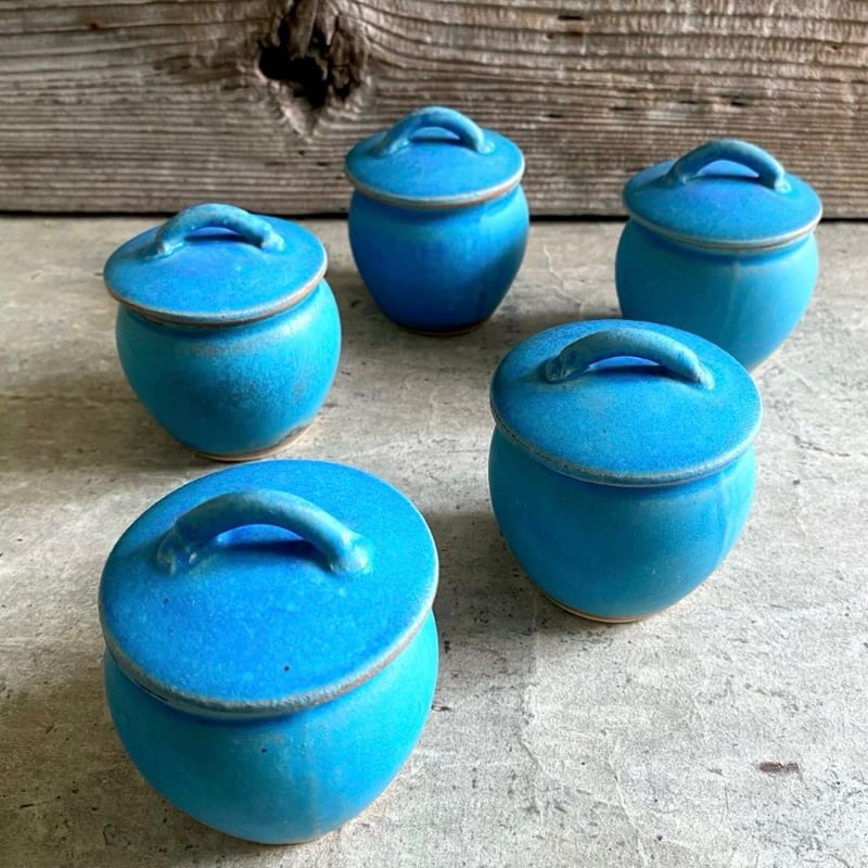益子焼 トルコブルーの小さな甕 | MatsuBokkuri