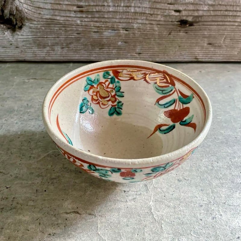 🔶SALE🔶岐阜 秀峰窯中垣連次 金彩粉引赤絵花鳥紋多用鉢 | MatsuBokkuri