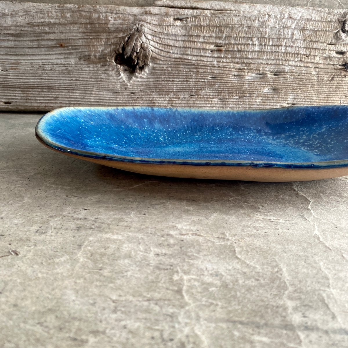 益子焼 青釉葉皿（大） | MatsuBokkuri