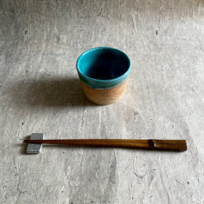 骨董 美濃焼 志野 織部 古陶 老松 六角 小振り 蕎麦猪口 湯呑み 1客