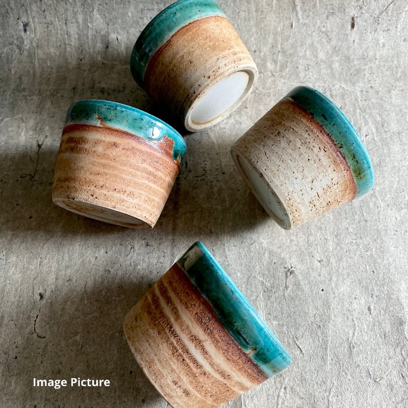 美濃焼 縄文焼〆織部グリーン 蕎麦猪口 | MatsuBokkuri