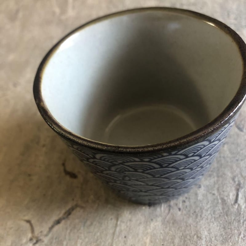美濃焼 縞吉窯 古染青海波模様 蕎麦猪口 | MatsuBokkuri
