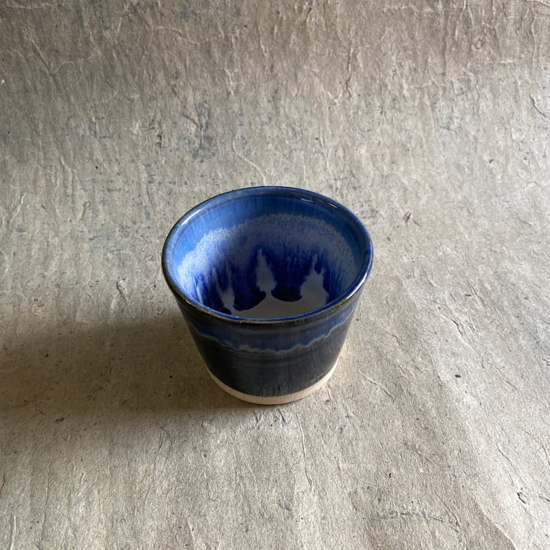 益子焼　糠白釉青掛流蕎麦猪口 益子焼 糠呉須椿蕎麦猪口 | MatsuBokkuri