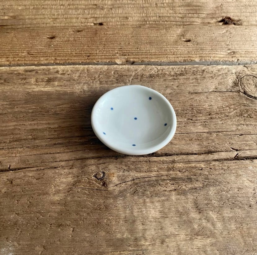 波佐見焼 康創窯 豆皿 お手塩皿（染付水玉） | MatsuBokkuri