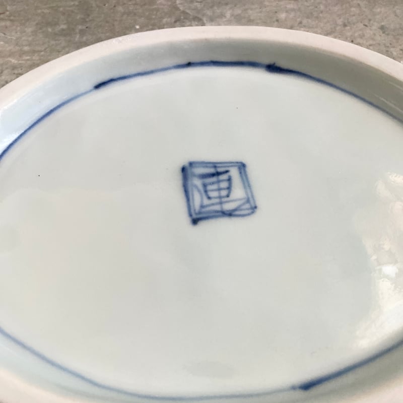 🔶SALE🔸 中垣連次 魯山人写し 染付色絵藻魚紋 貝鉢（中） | MatsuBokkuri