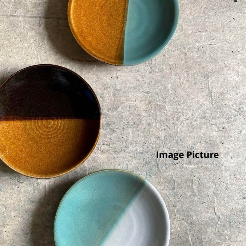 益子焼 井上製陶 塗分5寸皿（黒柿・飴） | MatsuBokkuri