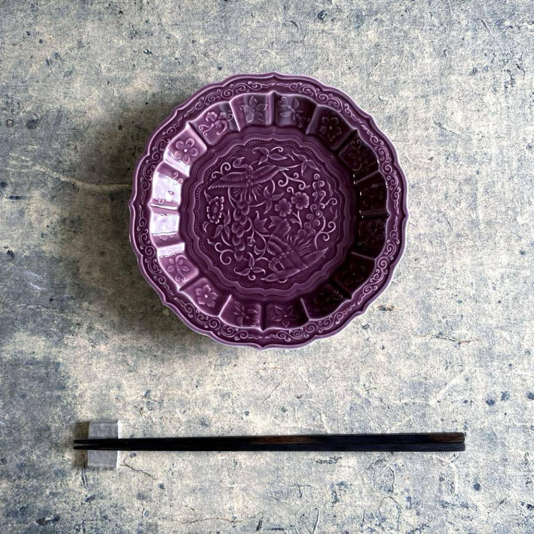 紫檀 雲鶴 細密彫刻 小皿 五枚(K-A719) 紫檀 雲鶴 細密彫刻 小皿 五枚